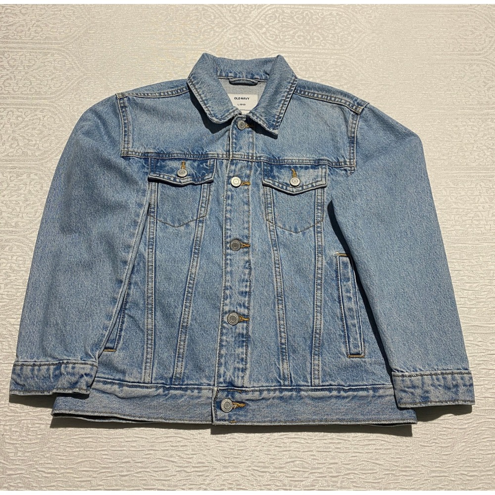 Old Navy Denim Jacket Blue Jean Trucker Jacket Girls Size L 10-12 Cotton